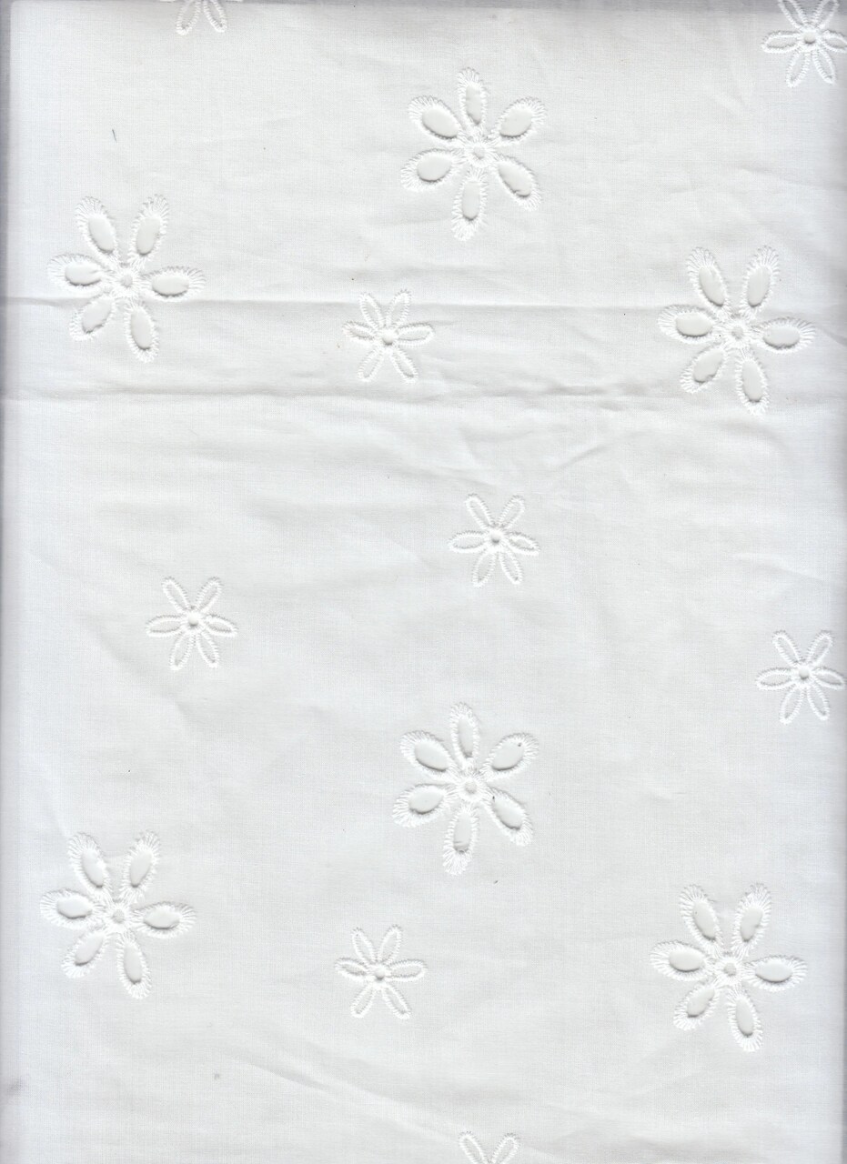 1 Yard Embroidery Flower Cotton Lawn, Eyelet Fabric, 58/59″ Width 100% Cotton